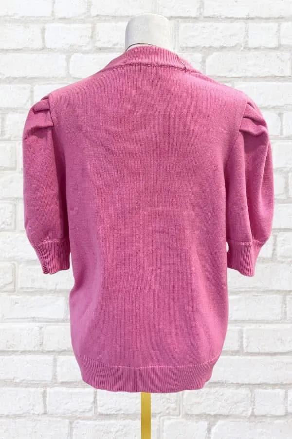 Cameron Pink Puff Sleeve Sweater