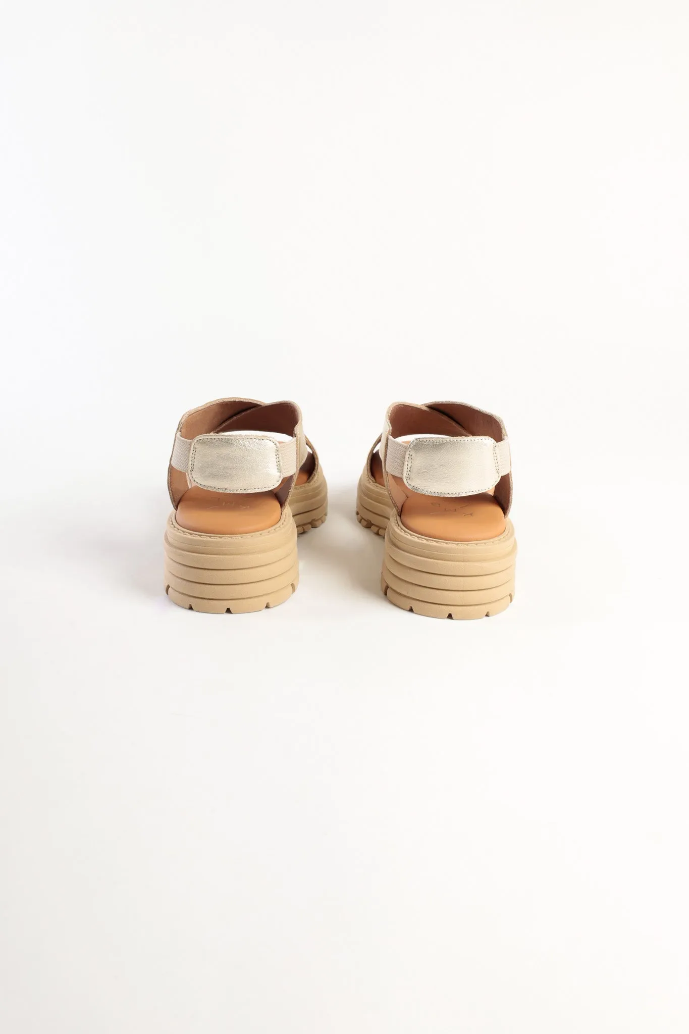 DAFNE GOLD- Cross Strap Sandals