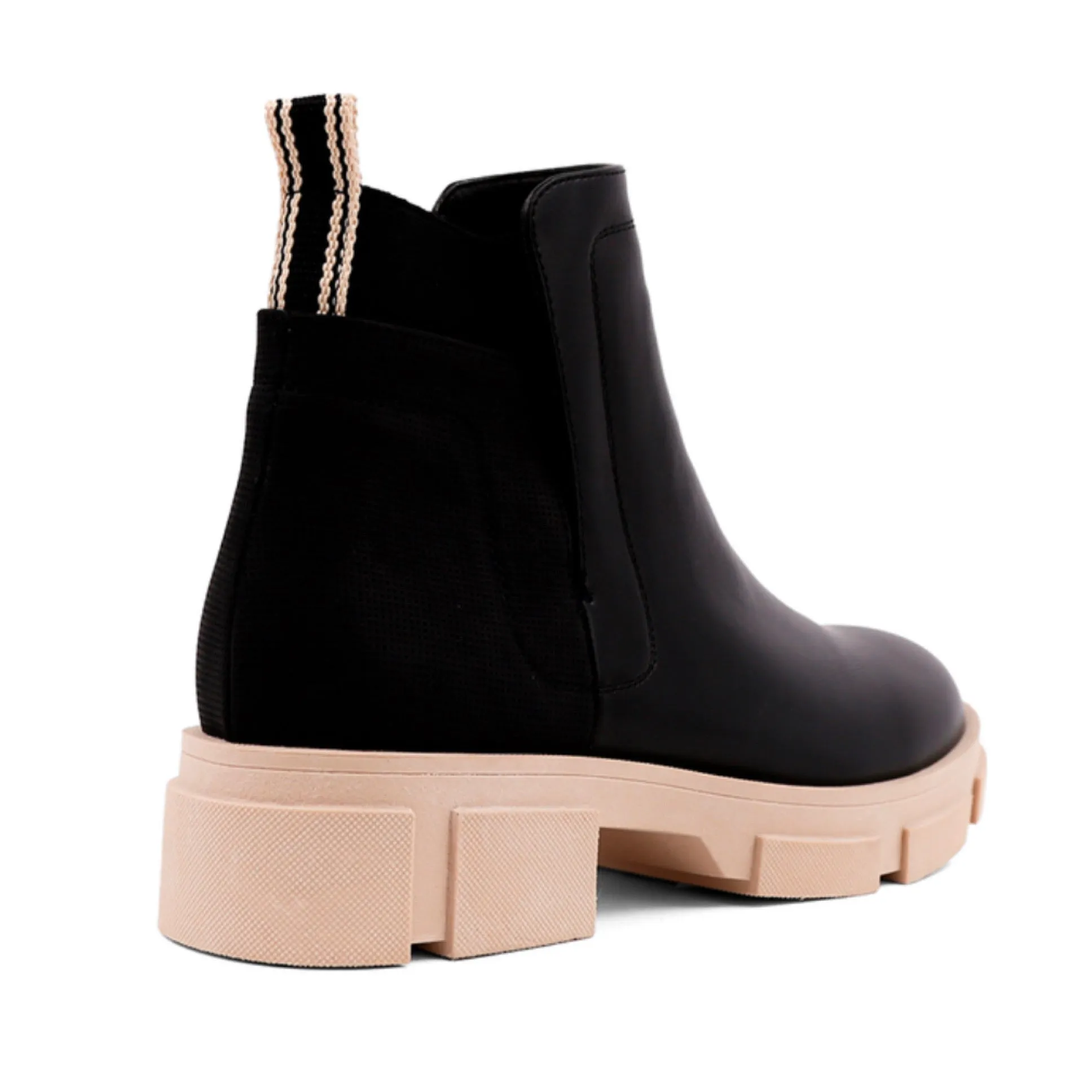 Dana Two tone Faux Leather Chunky Bootie