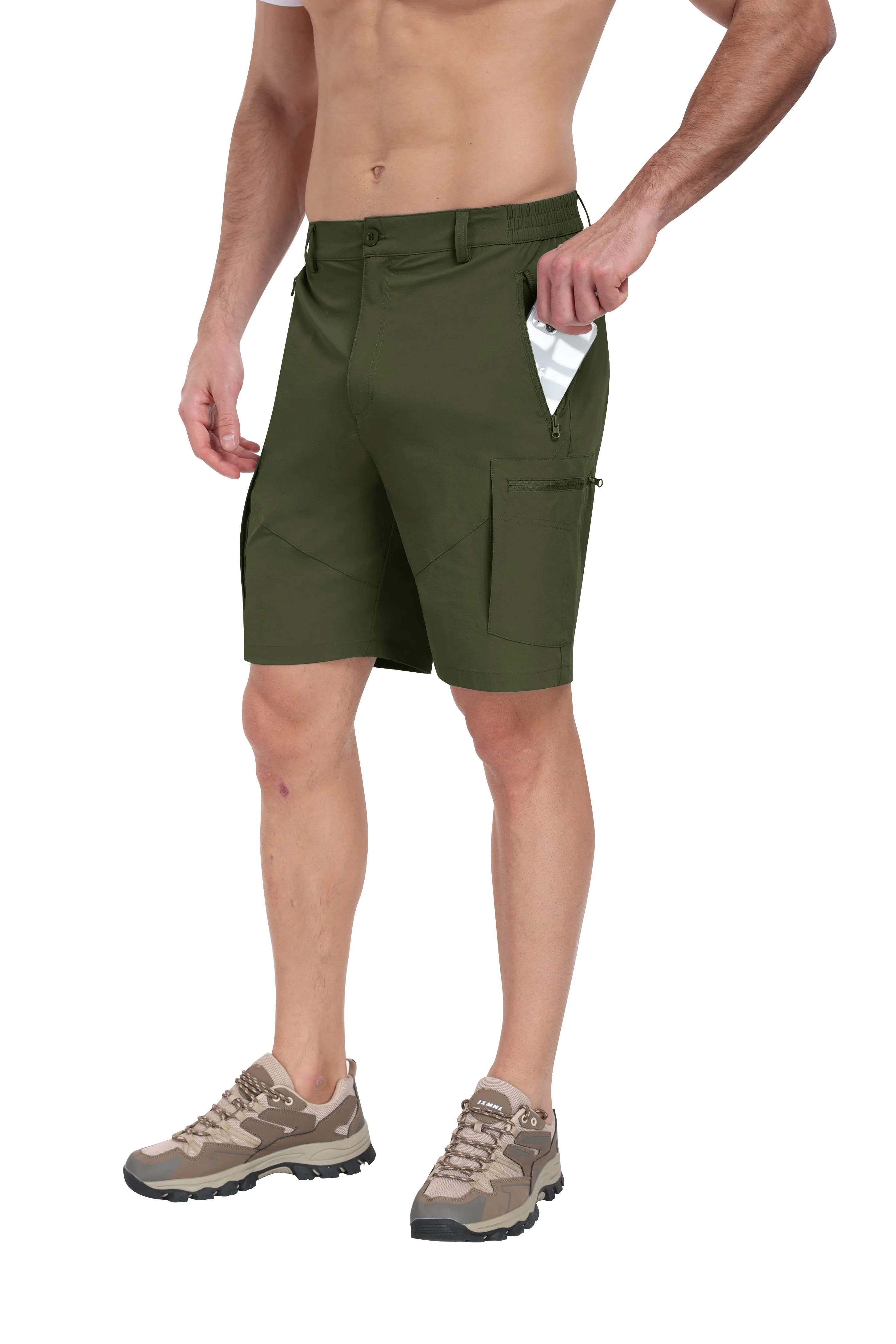 Men's summer outdoor casual solid color hiking shorts
