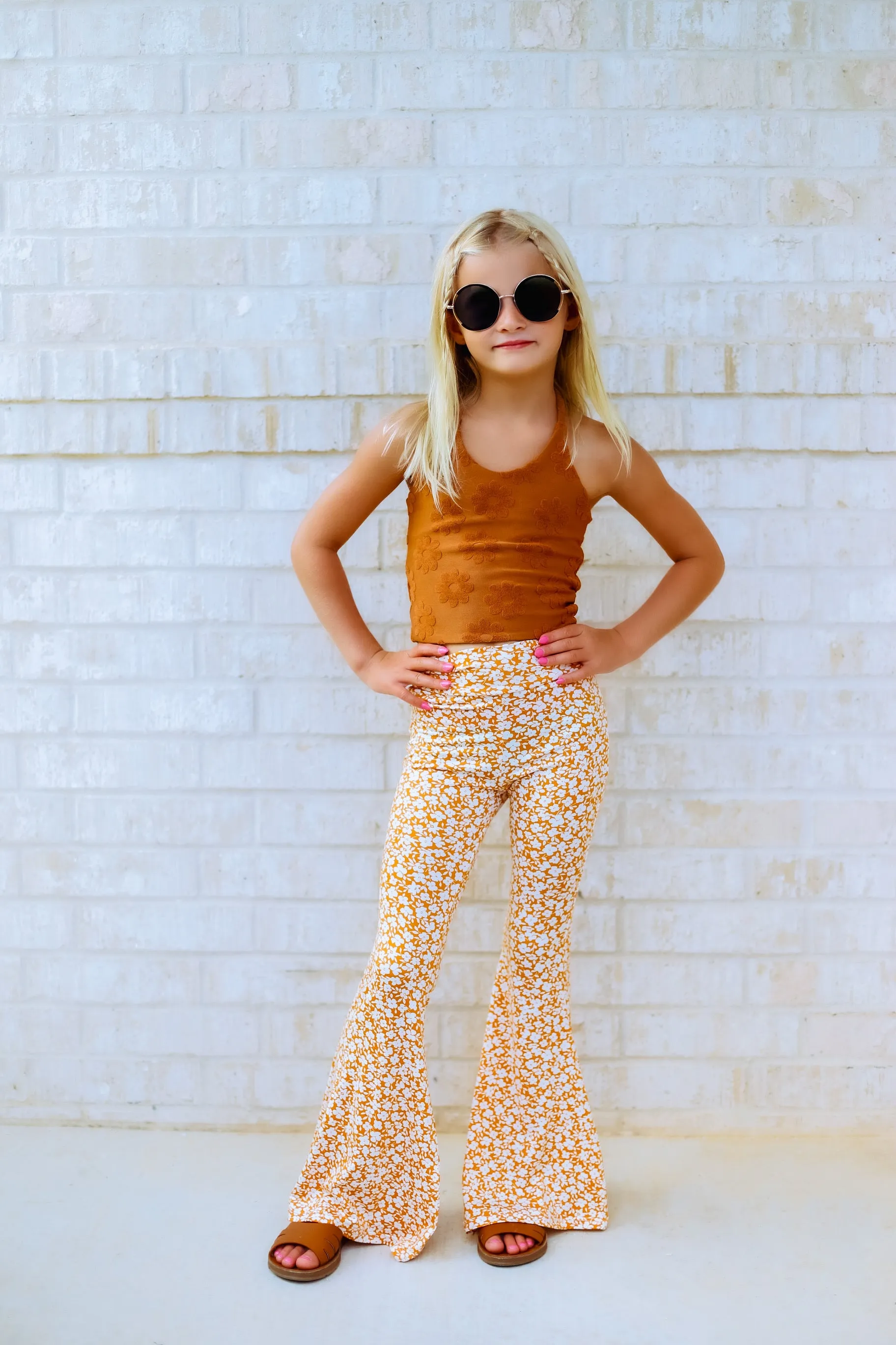 NEW! Flower Garden Bell Bottoms in Mustard Ditsy Floral