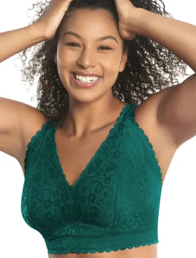 Parfait Adriana Bra Wirefree Bralette, Emerald Green | Emerald Parfait Non-Wired Bralette | Green Emerald Lace Bralette | Black Lounge Bra
