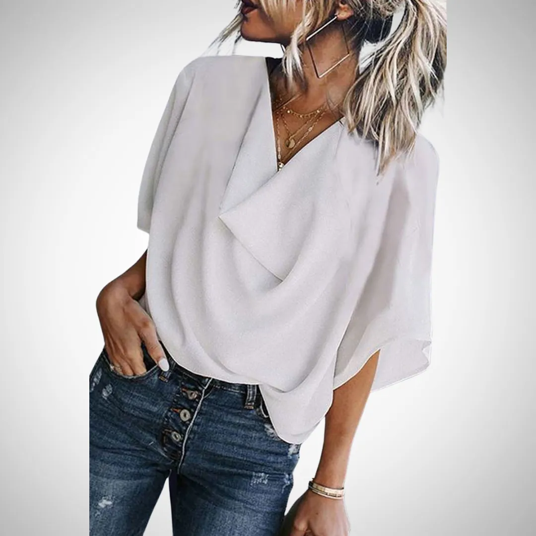 Tamara Casual V-Neck Patchwork Top