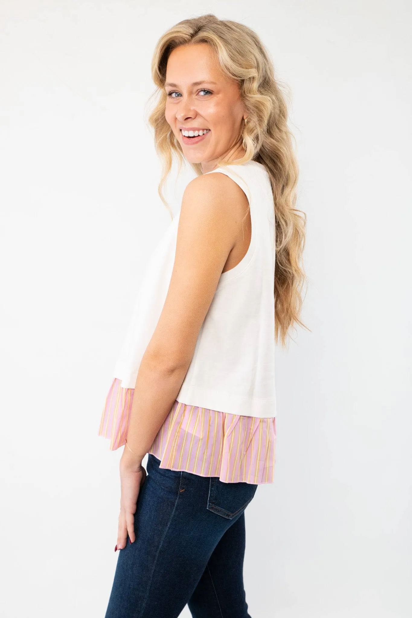The Fun Of It White & Pink Tank Top